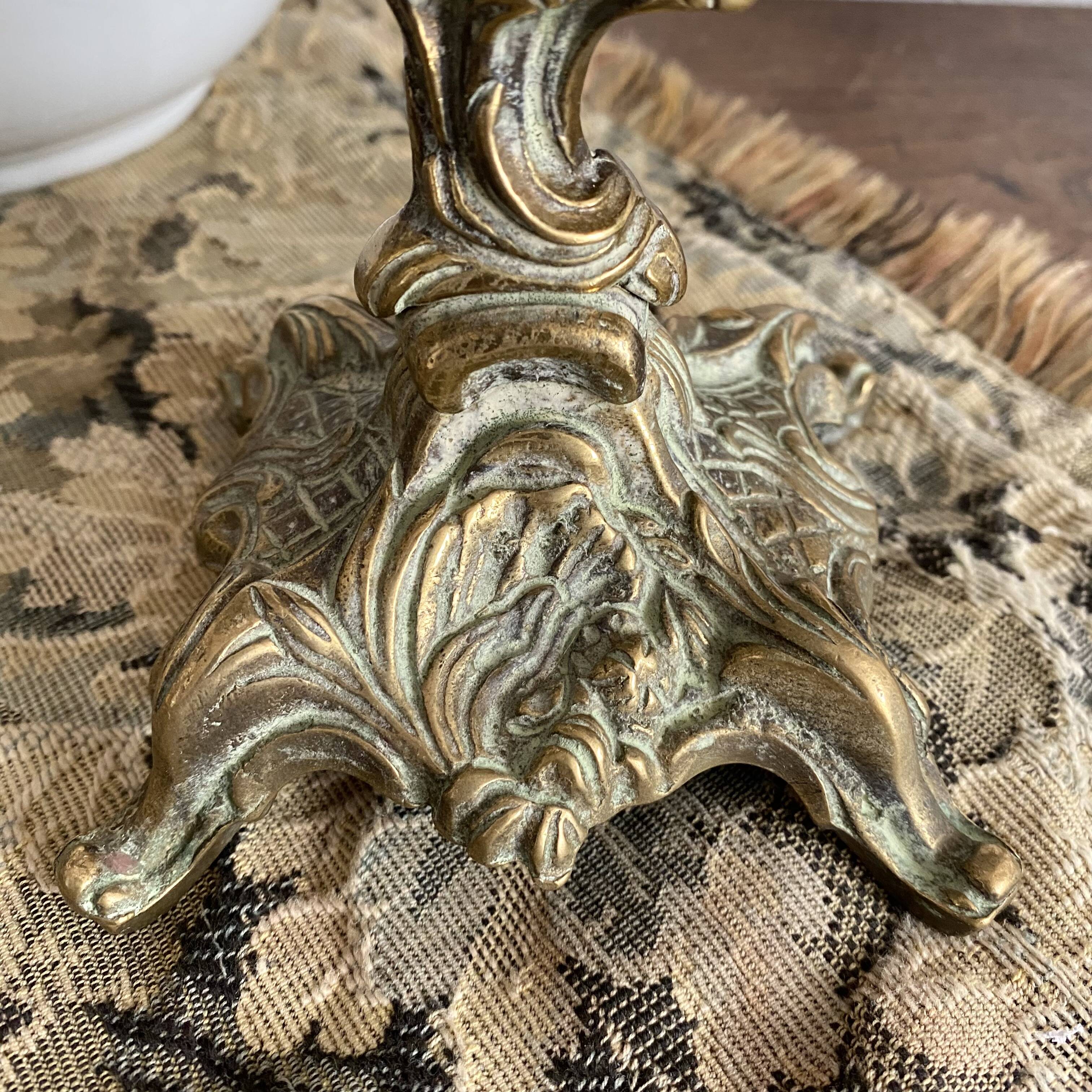 Pair of bronze rocaille candlesticks