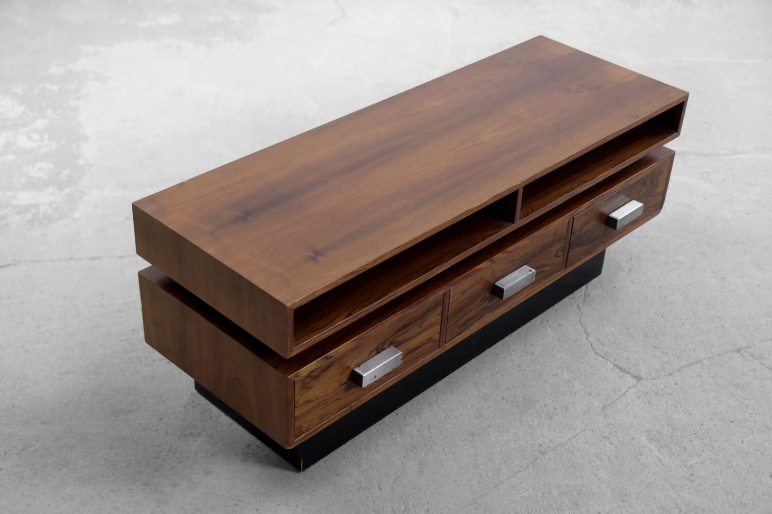 Coiffeuse scandinave moderne en palissandre avec miroir oblong, années 1970