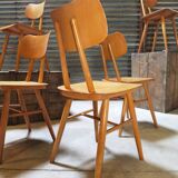 Set of 5 all-wood chairs published by Ton 1960