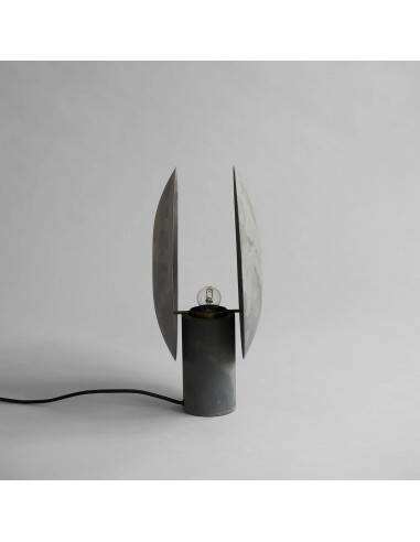 Table lamp in aluminum, oxidized, contemporary work.