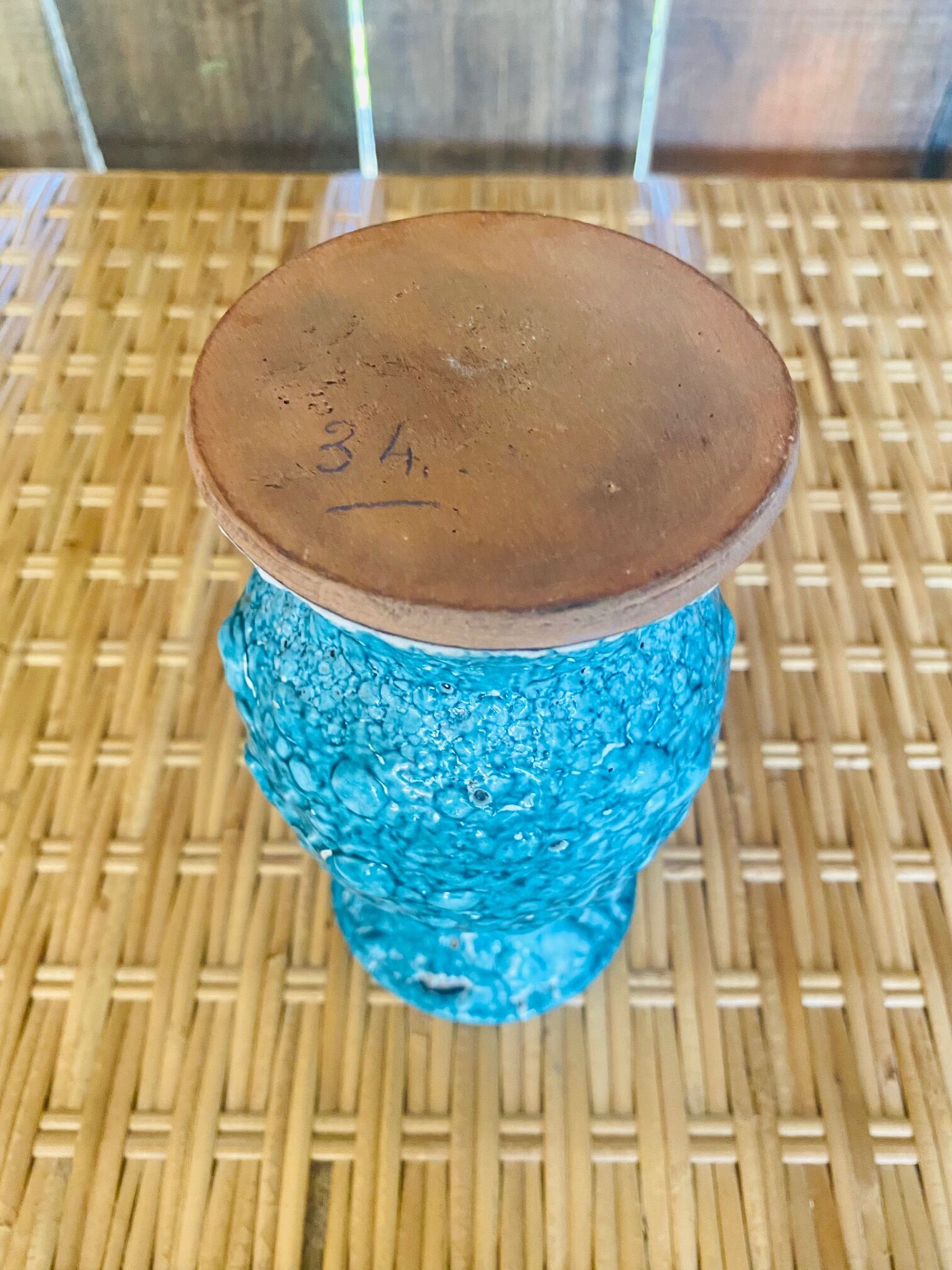 Vase bleu fat lava vintage