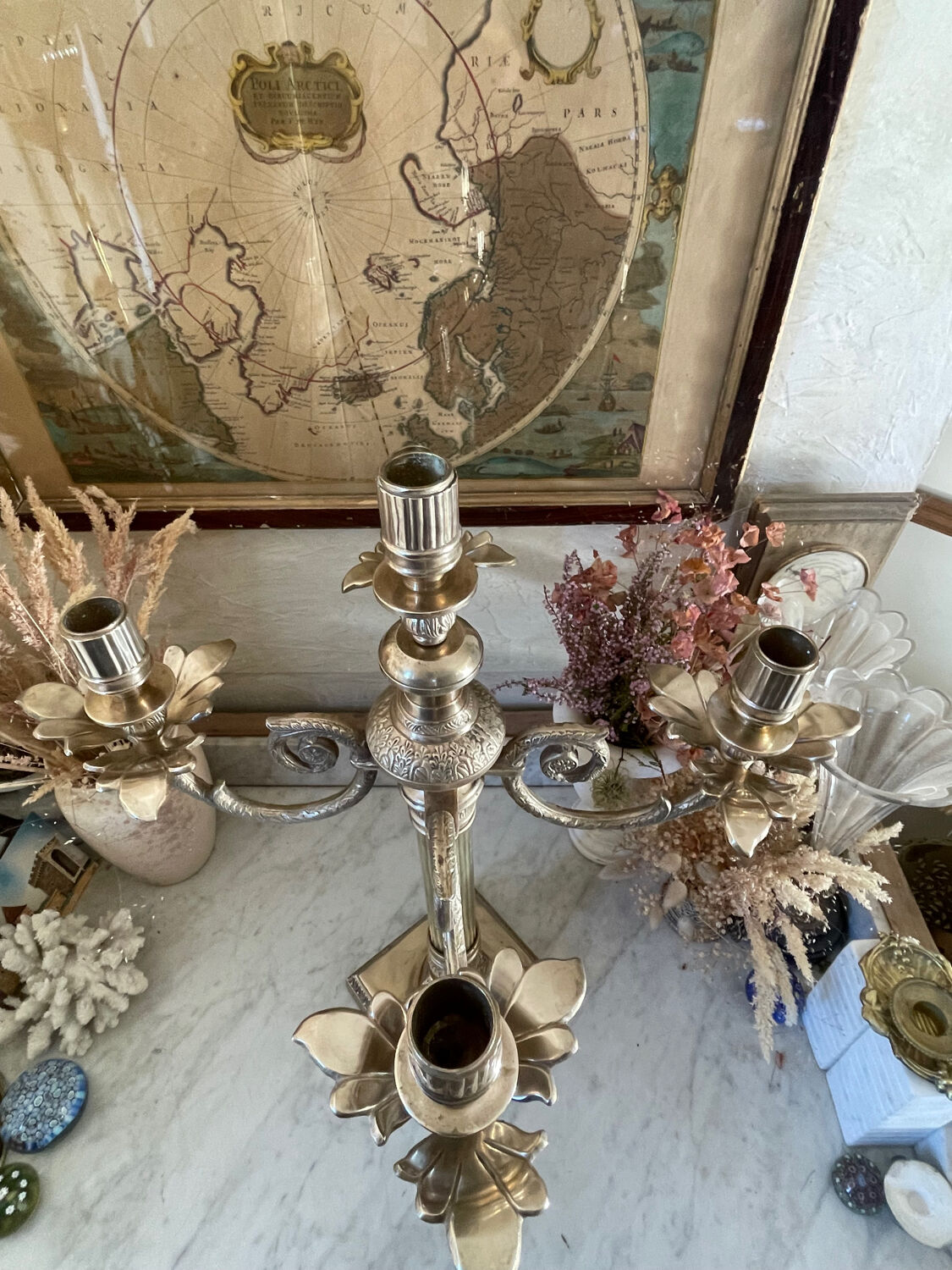 Bronze and brass chandelier, 56cm