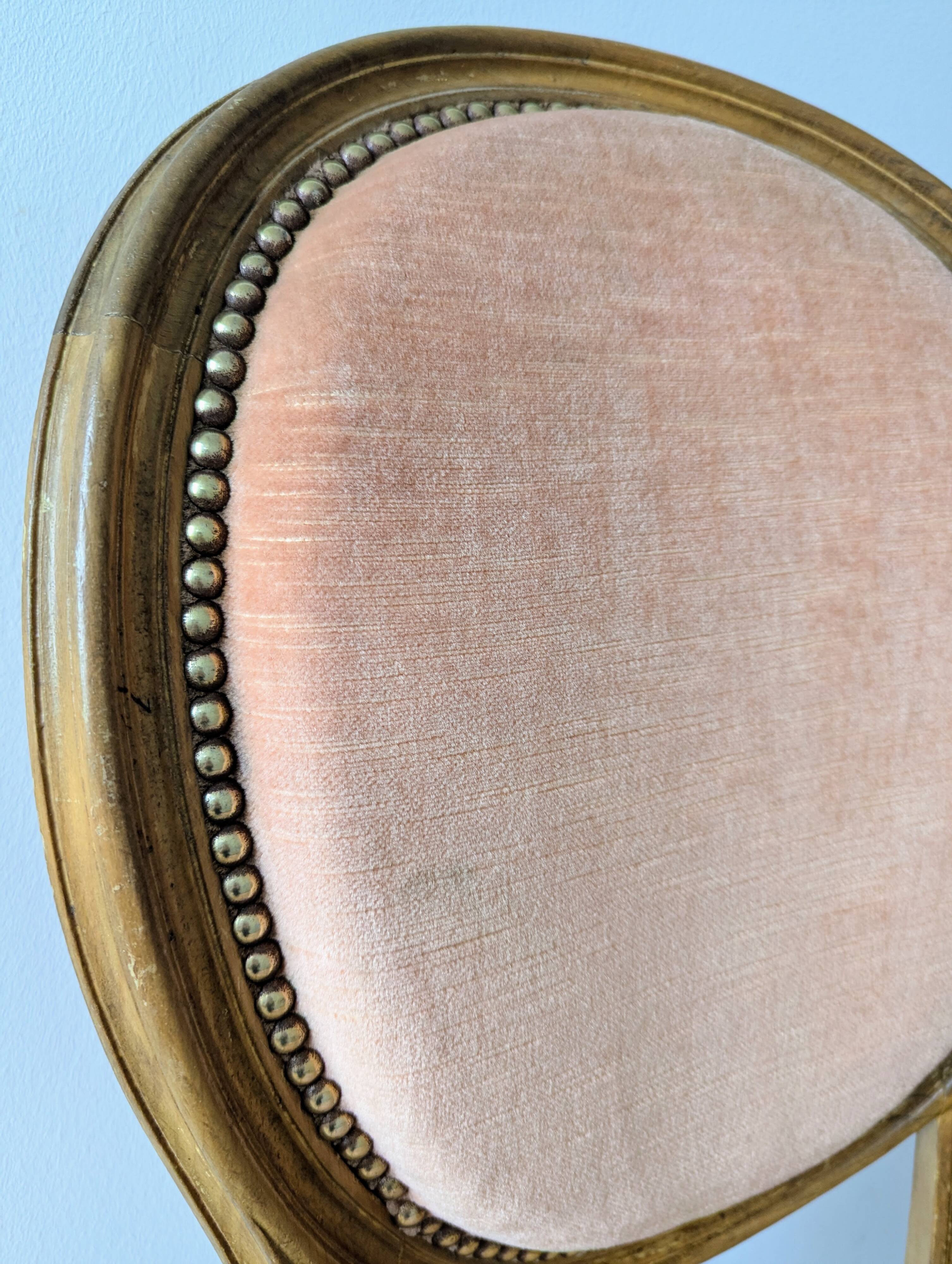 Louis XVI armchair with patina and antique velvet