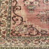 Turkish Blush Oushak Rug 6x9 Muted Vintage Rug -Beige Area Carpet  MOON.131