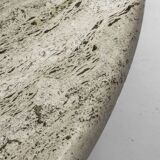 Table basse circulaire vintage en travertin, années 1970