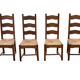 Vintage Set of 4 dining chairs oak and wicker 70's design high back