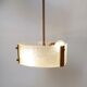 Vestibule pendant lamp in gilded brass and granite glass 1950 with two lights