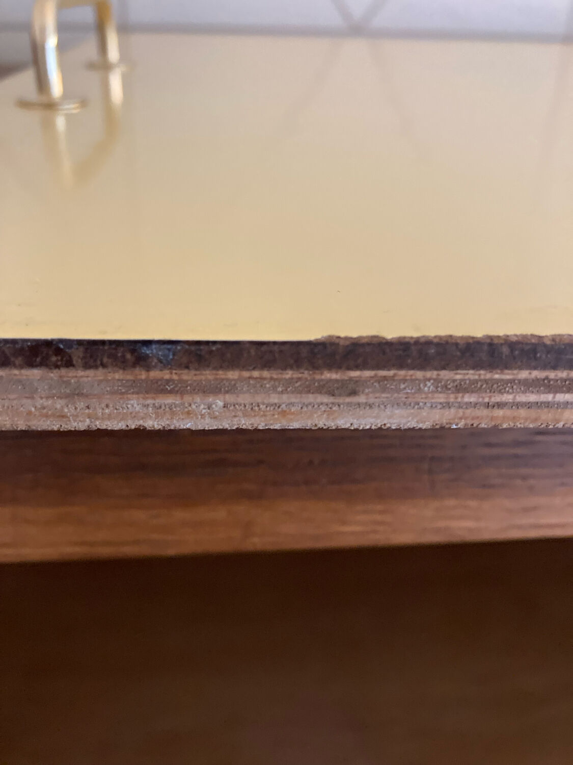 Buffet with 4 sliding doors, vintage wood and Formica