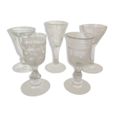 5 old digestive glasses