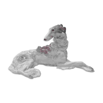 Art Deco Porcelain Borzoi Statue Schlaggenwald, 1st half 1900s
