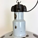 Large Industrial Midcentury Grey Enamel Factory Lamp, 1950s