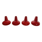 Ensemble rare de 4 pendentifs en verre rouge du milieu du siècle par Peill & Putzler (années 1970)