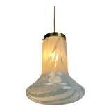 Suspension in cloudy and transparent white glass, Italian, 1960.