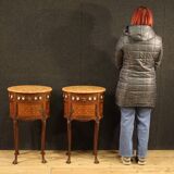 Pair of bedside tables in marquetry from the 20th century.