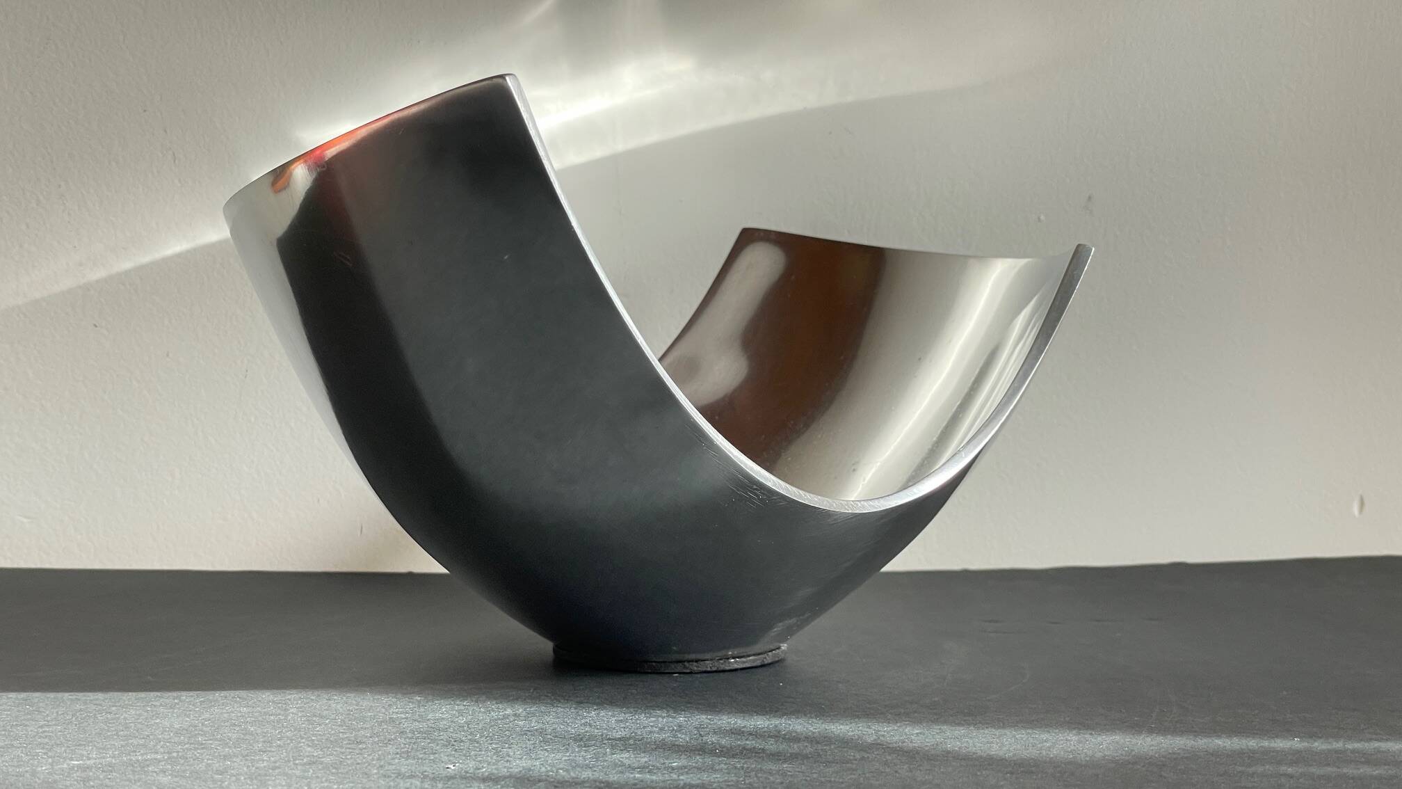 Vintage polished metal fruit bowl