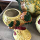Set of candy and sugar boxes in slipware.