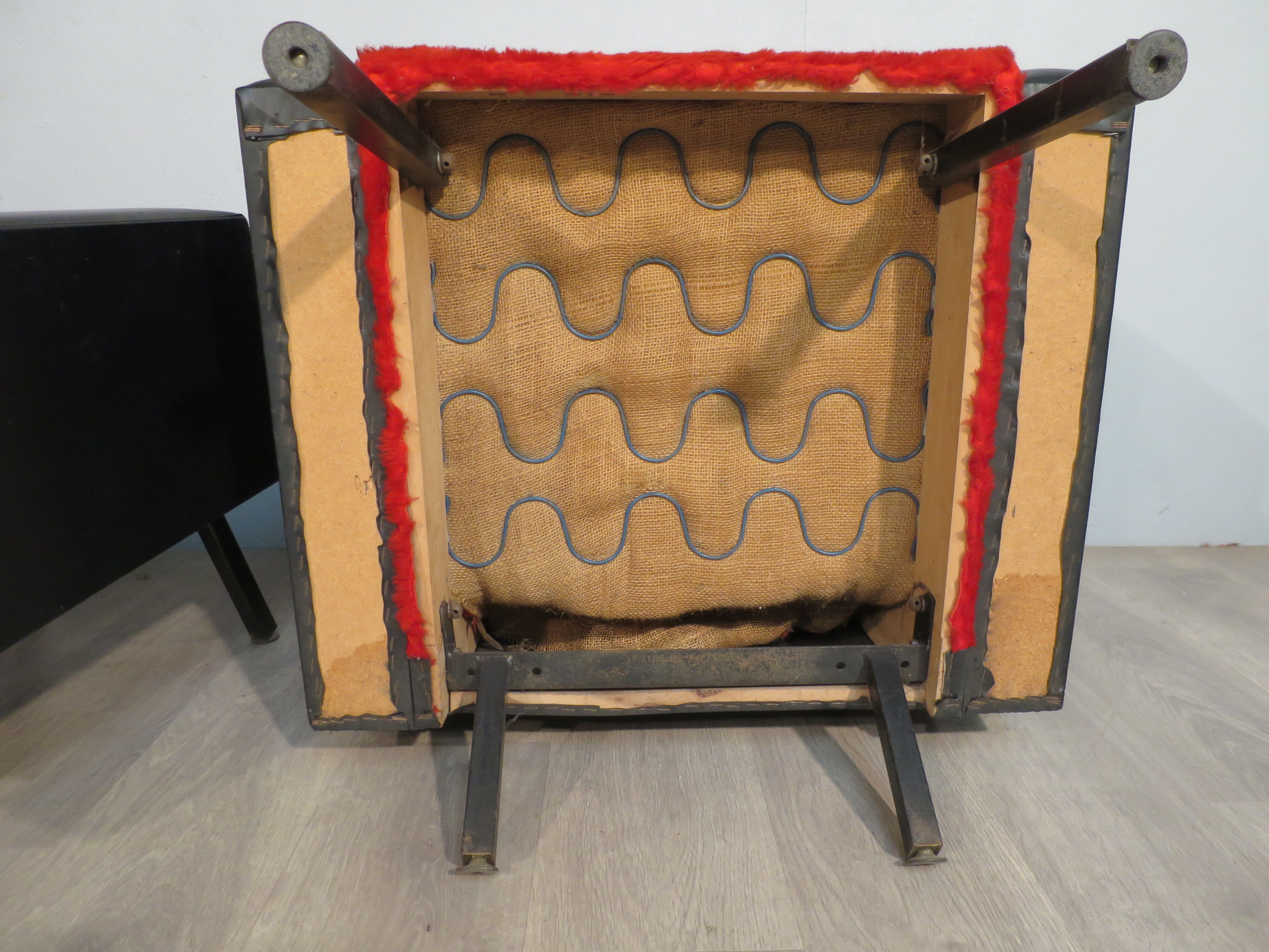 Pair of vintage armchairs in skai and "moumoutte"