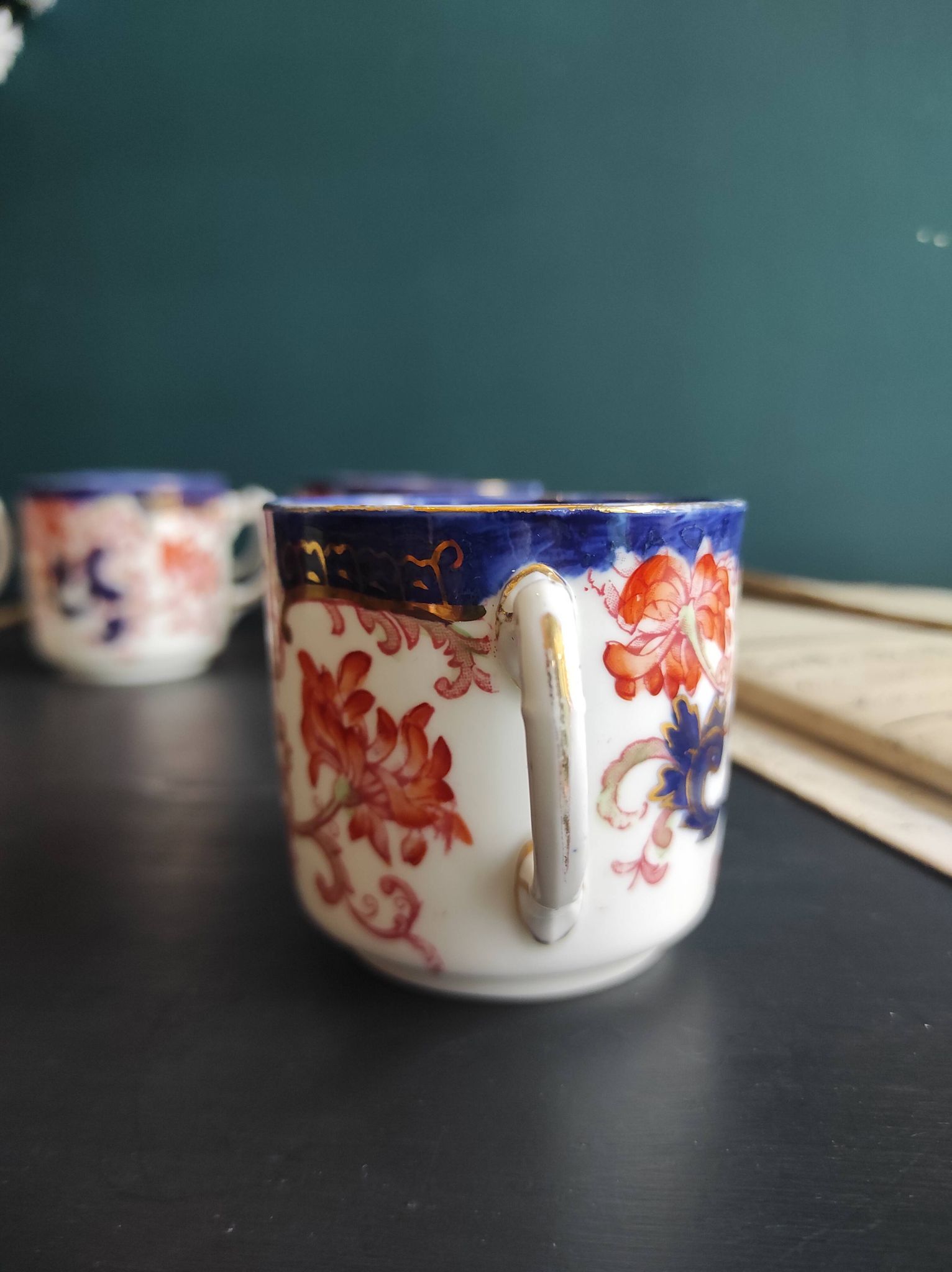 Antique Adderley & Co Lisbon pattern bon china set of 6 tea cups