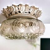 Glass flush mount ceiling lamp with crown
