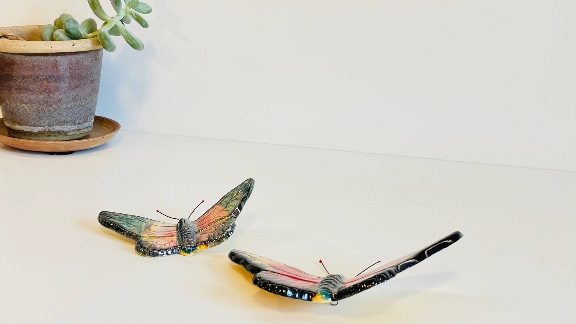 Vintage ceramic wall butterflies