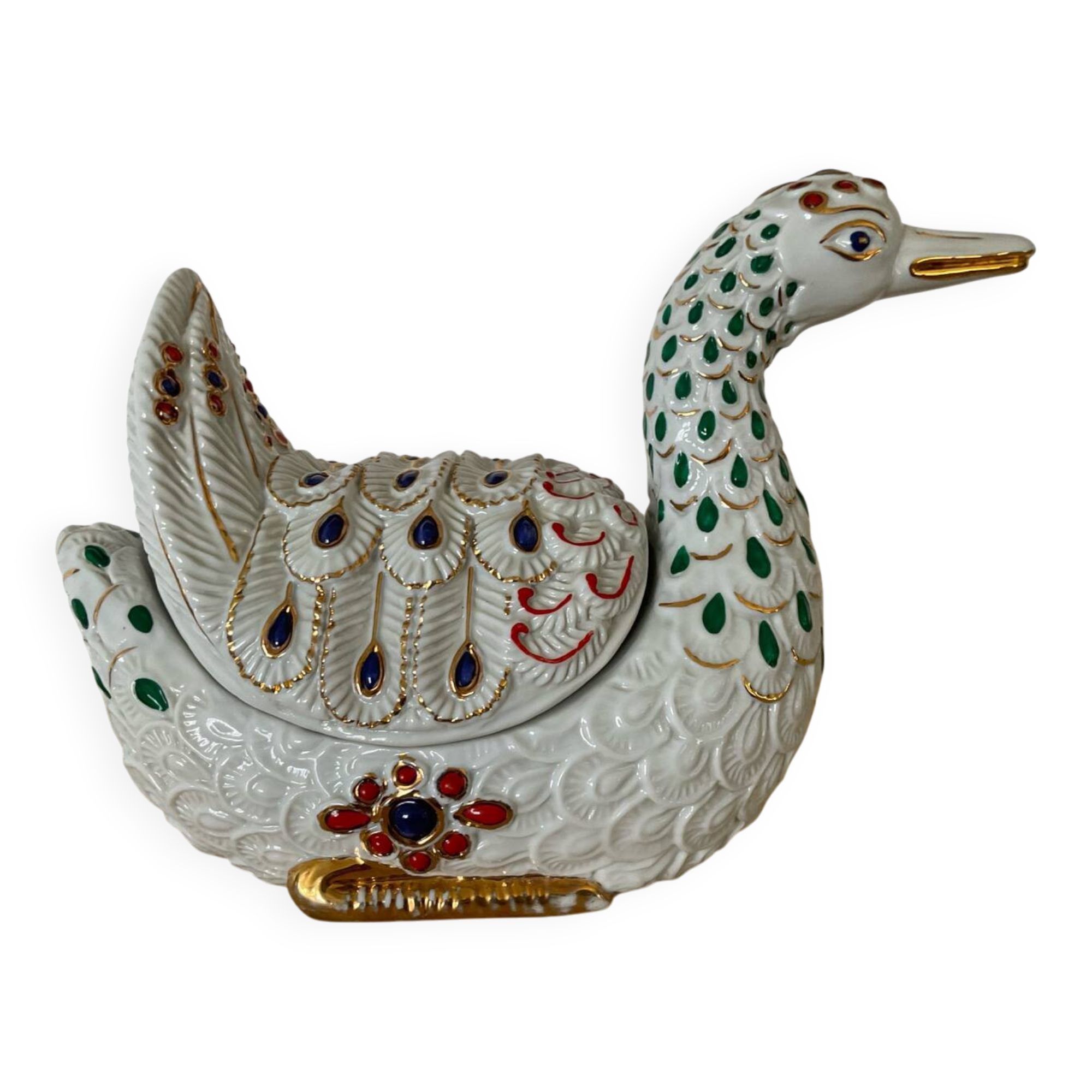 Italian porcelain bird candy box from the 70s