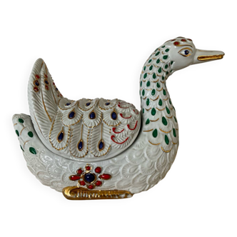 Italian porcelain bird candy box from the 70s