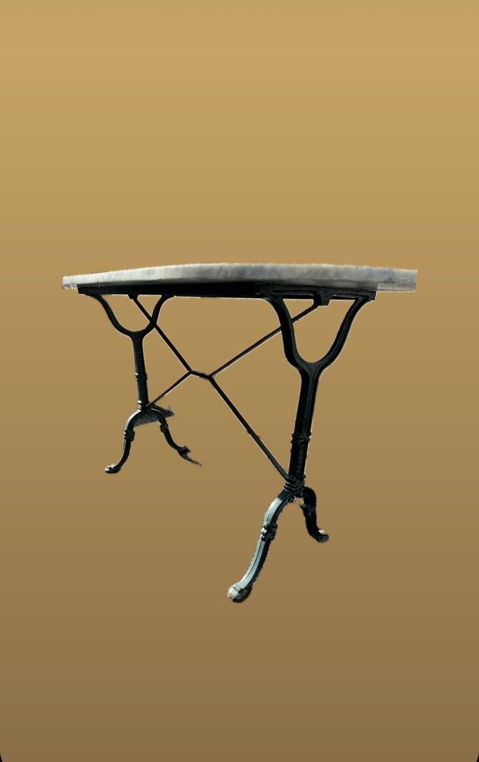 Godin cast iron and marble bistro table. 50's