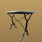 Godin cast iron and marble bistro table. 50's