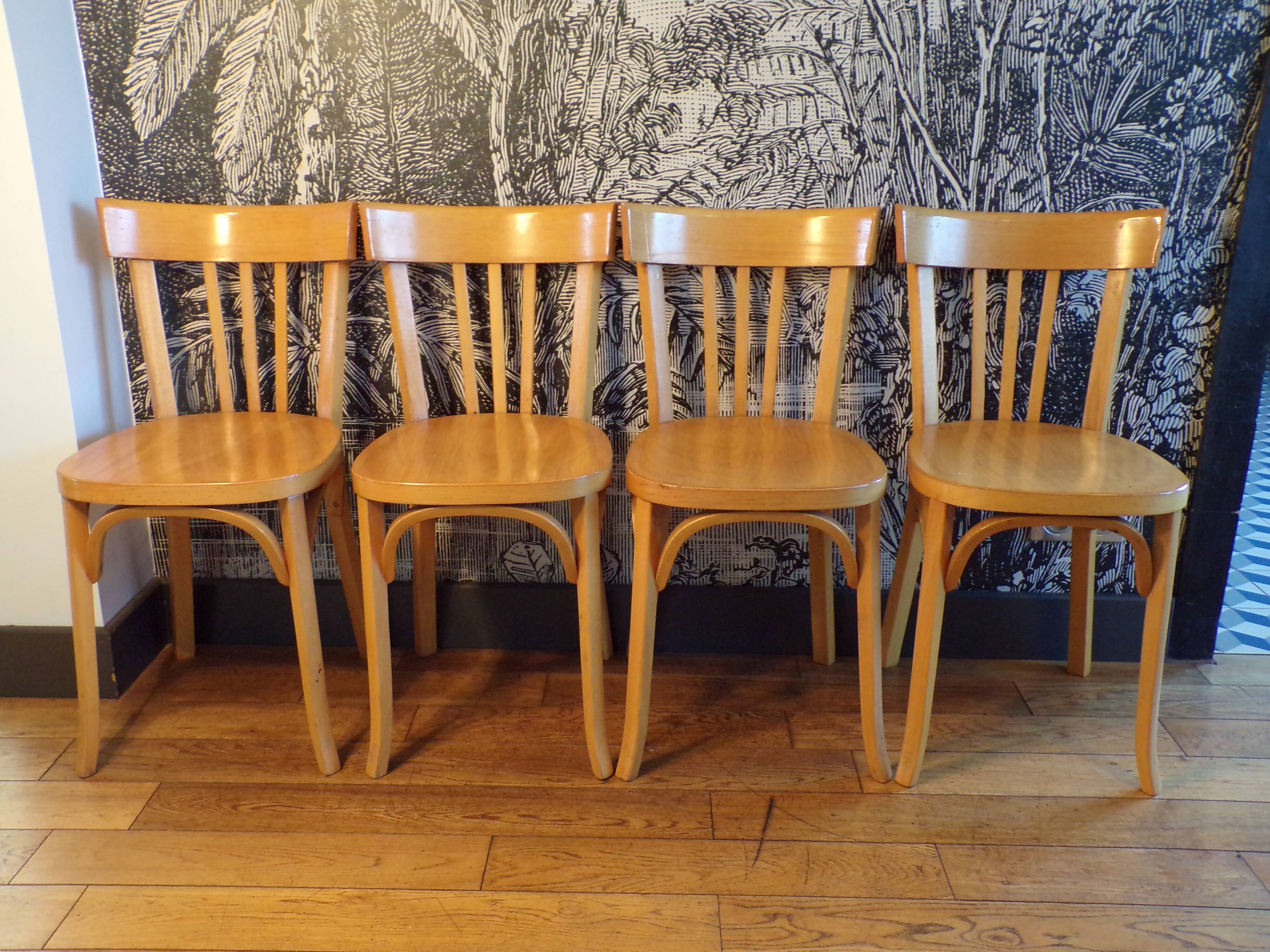 Set 4 chaises de bistrot Baumann bois clair
