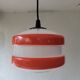 70s pop pendant light orange & white – opaline glass, equipped