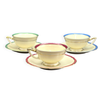 Trio de tasses anciennes Thomas Bavaria – Porcelaine ivoire