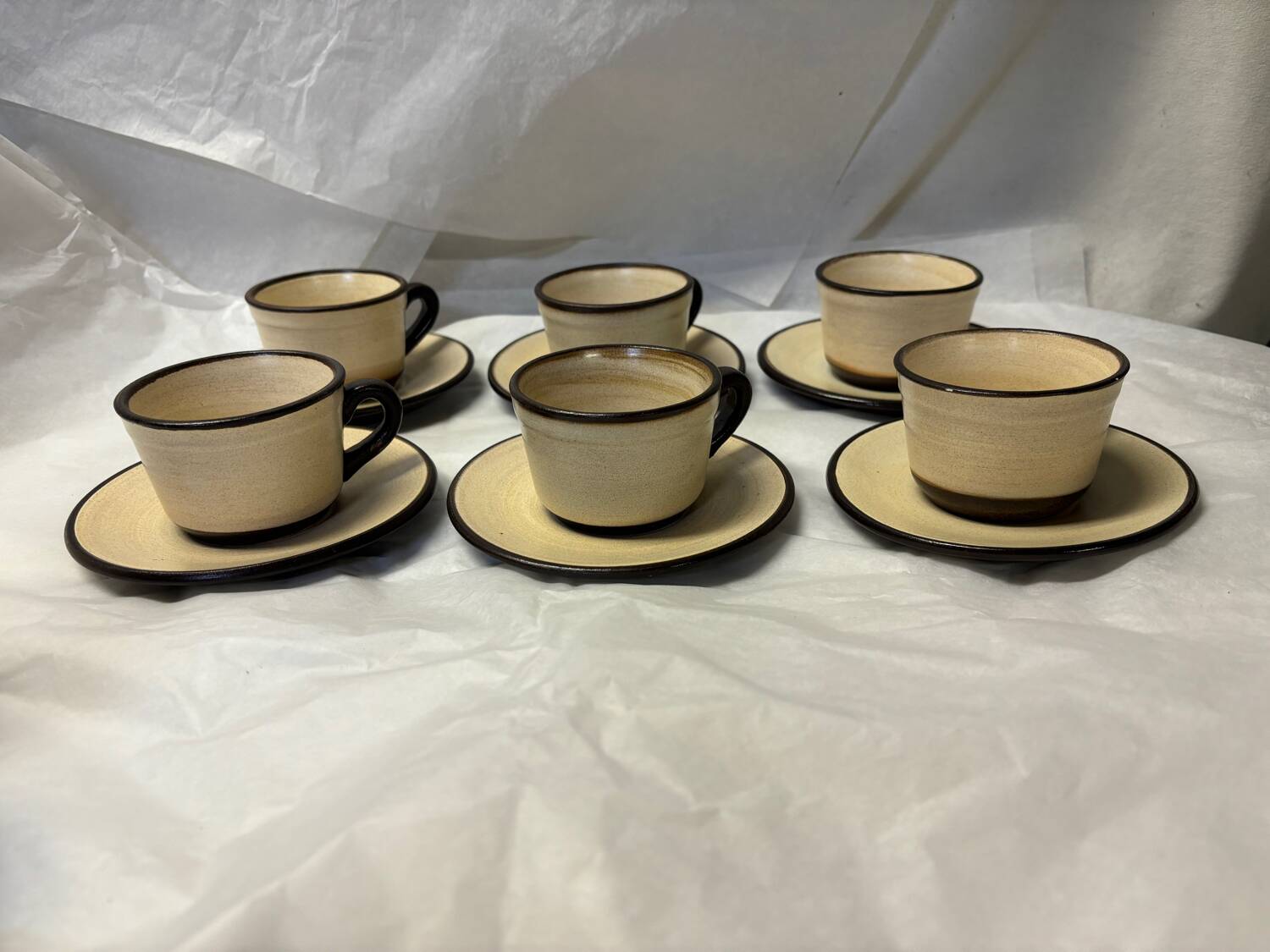 Set of 6 vintage stoneware mugs