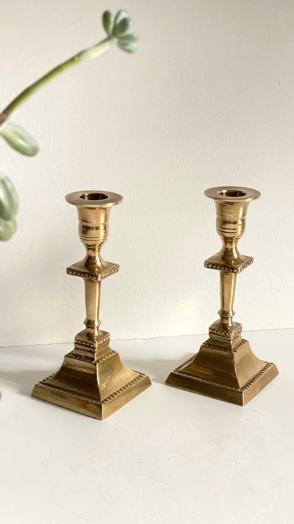 Pair of Vintage INDIA Solid Brass CANDLE HOLDERS