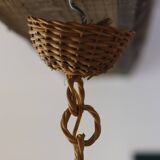 Vintage rattan pendant light, 1960s