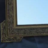 Glass or golden mirror of old fireplace 67x100cm pediment with chimeras