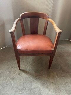 Vintage armchair art Deco - Hetre and leather