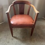 Fauteuil art deco, hêtre et cuir