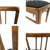 Lot de 2 chaises vintage Mid-Century dossier à barreaux bois massif design