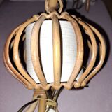 2 sconces in rattan and bamboo 70s