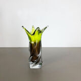 Large Vintage Green brown Hand Blown Crystal Glass Vase by Joska, Germany, 1970s