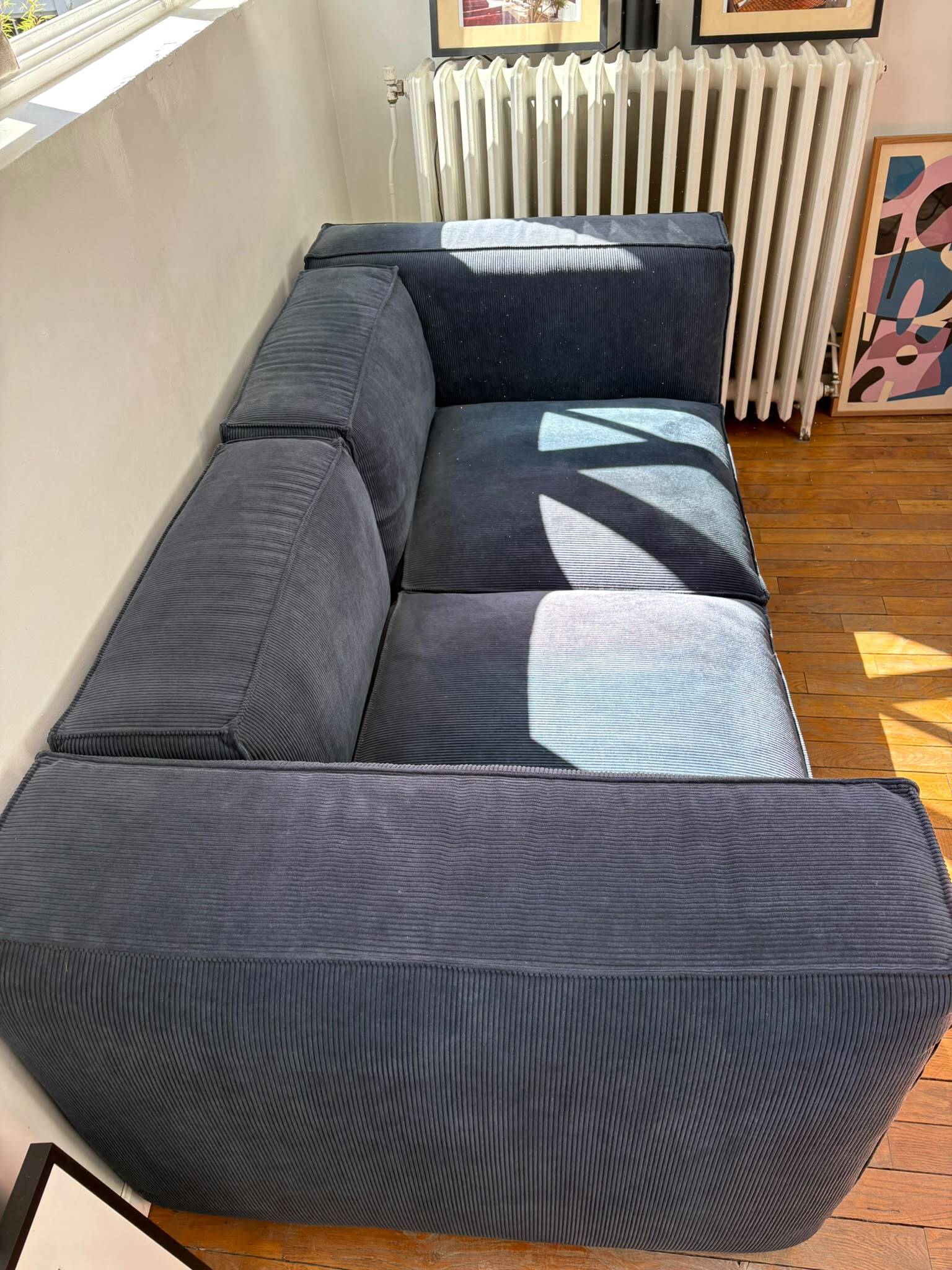 Canapé modulable AMPM en velours bleu