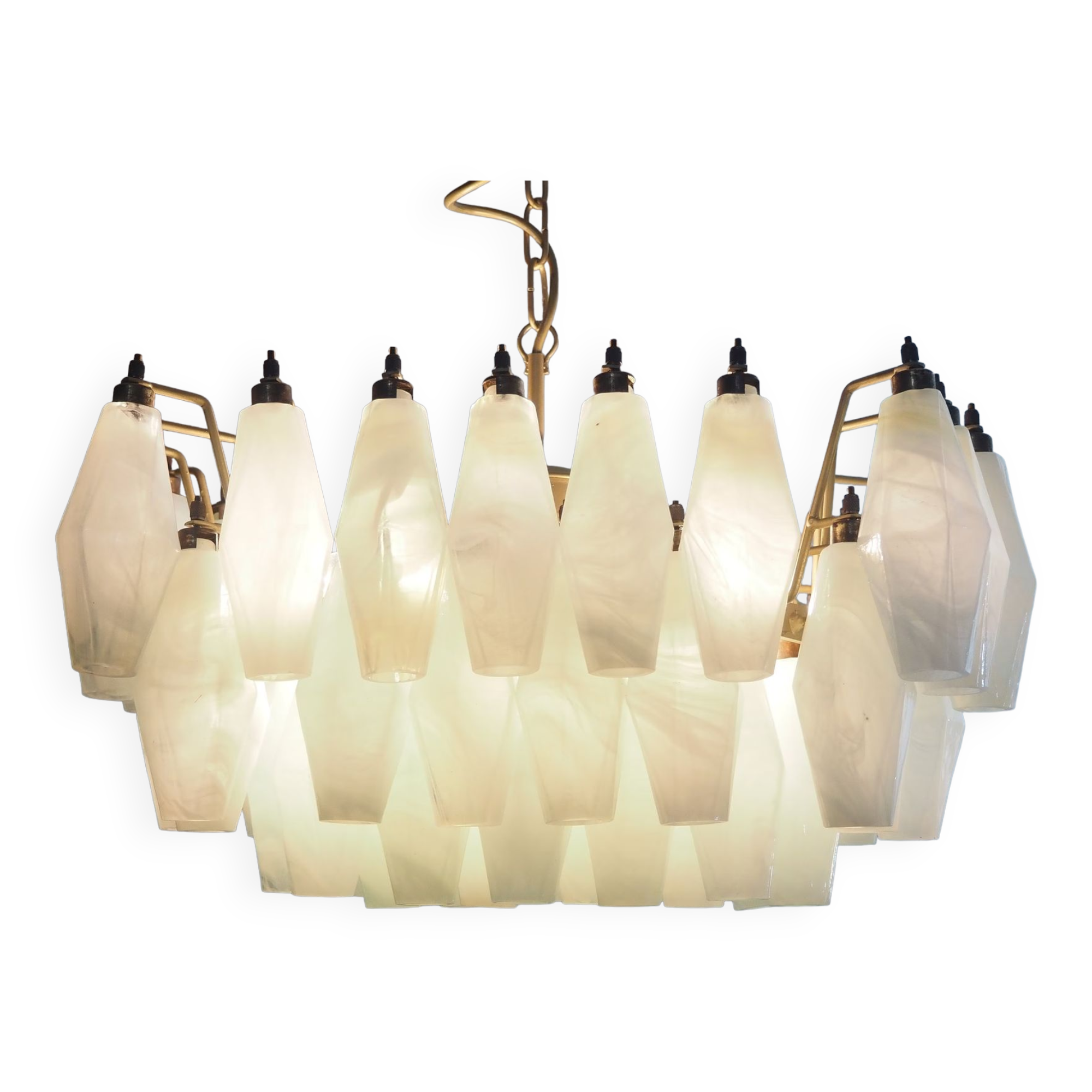 Vintage Italian chandelier - opaline Murano glass