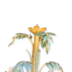 Bamboo chandelier with five lights in painted sheet metal