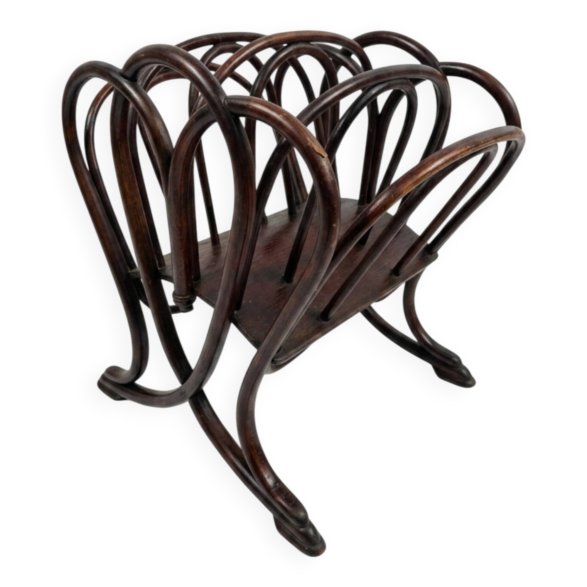 Thonet curved wood magazine rack Art Nouveau