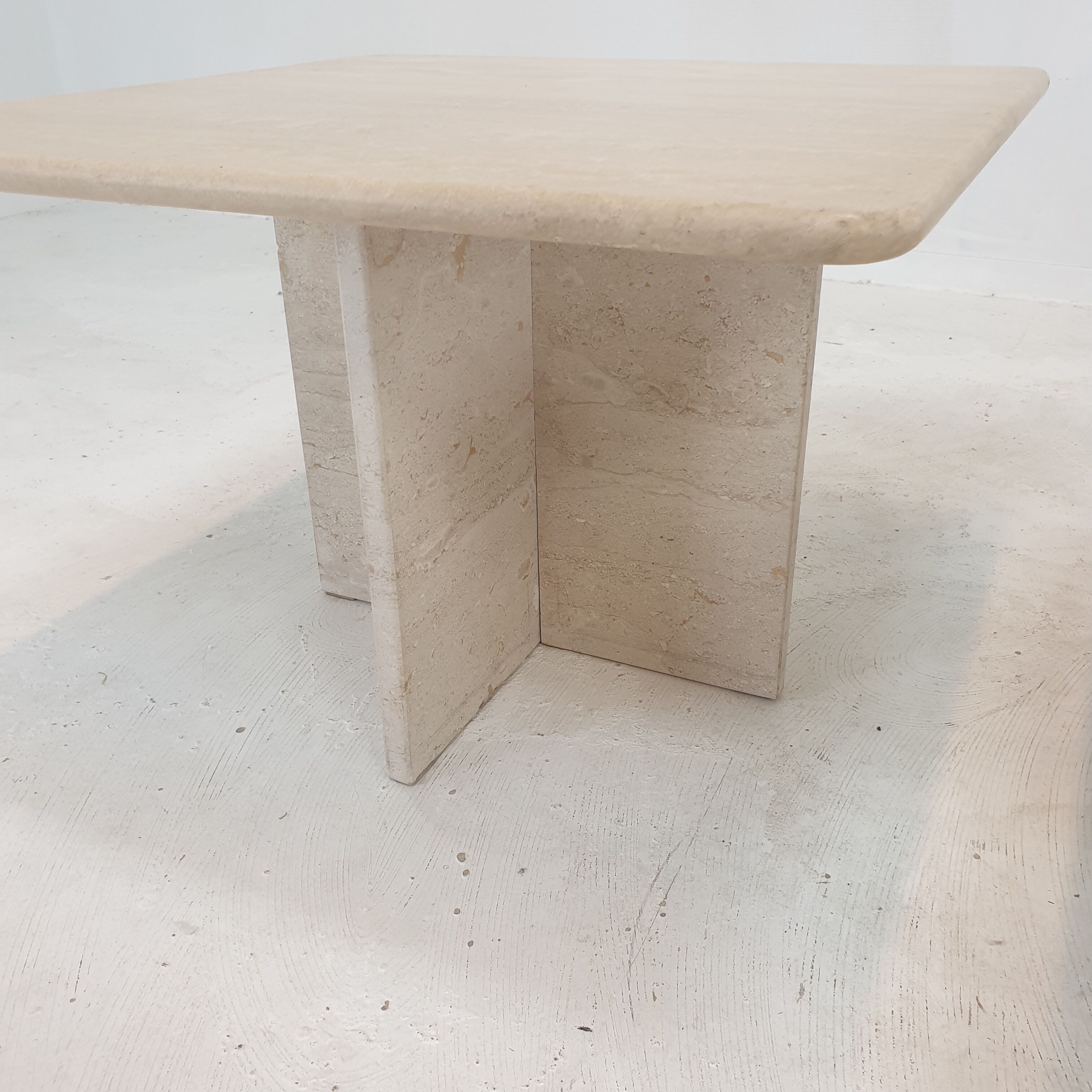 Set of 3 italian travertine coffee or side tables, 1980s