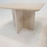 Set of 3 italian travertine coffee or side tables, 1980s