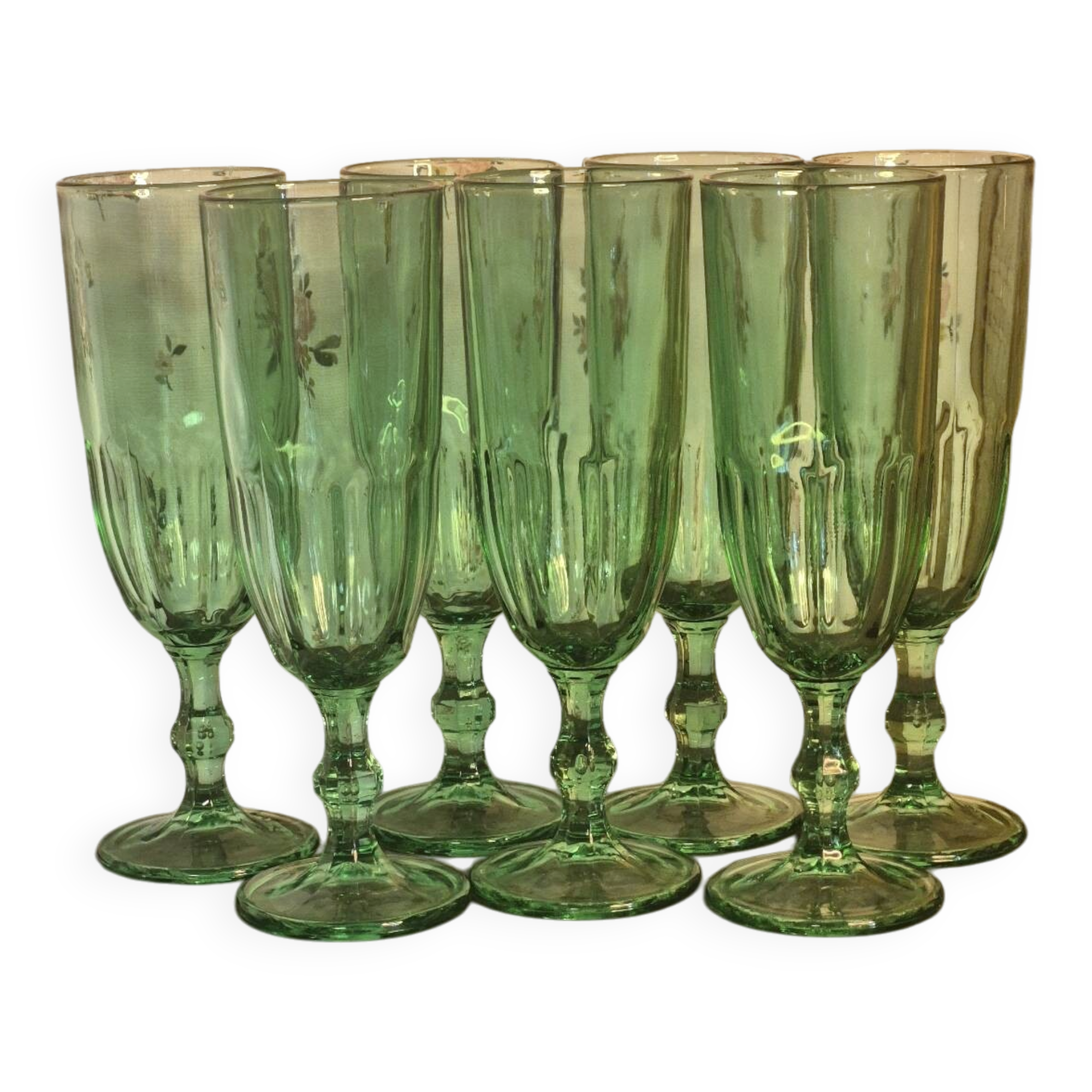Transparent green flutes