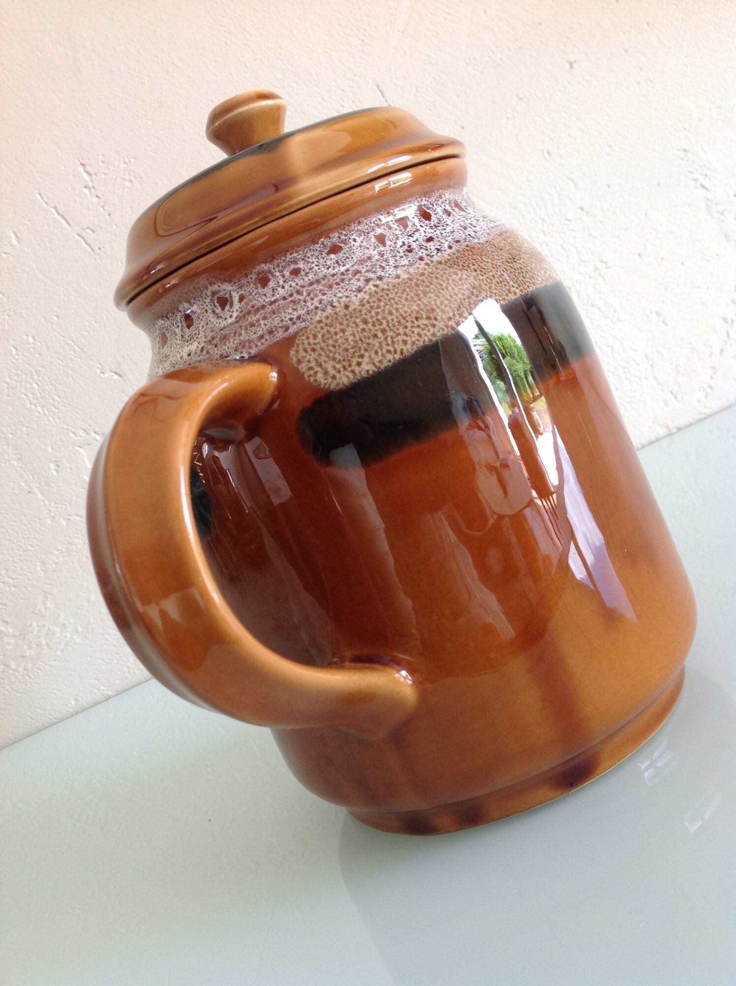 Coffee pot decor Hawai des Faienceries de Sarreguemines vintage 60s and 70s