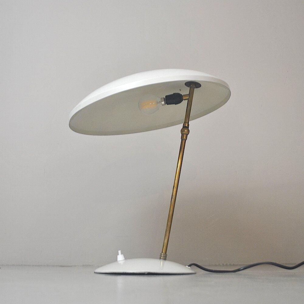 Mid-Century table lamp in aluminium and brass, Italy, 1950s