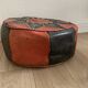 Vintage Moroccan leather pouf
